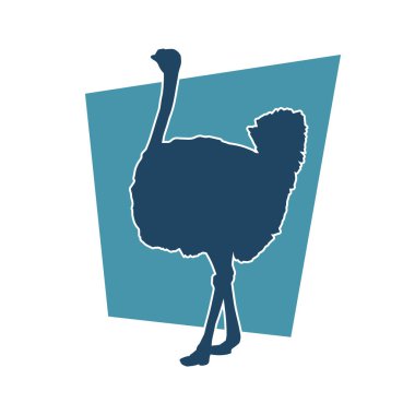 Uzun boynu ve uzun bacakları olan devekuşu bir hayvanın silueti..