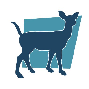 Beyaz arka planda izole edilmiş bir dişi geyik silueti.