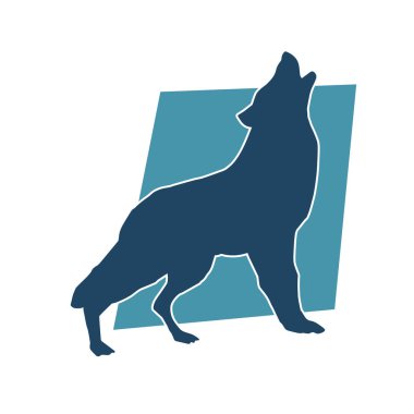 Uluyan bir tilkinin silueti beyaz arka planda izole bir şekilde duruyor..