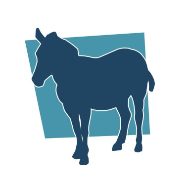Beyaz arka planda izole edilmiş bir eşek evcil hayvanının silueti..