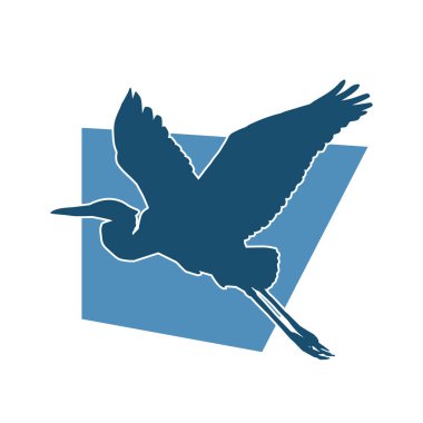 Beyaz arka planda izole edilmiş zarif pozdaki vinç kuşunun silueti.