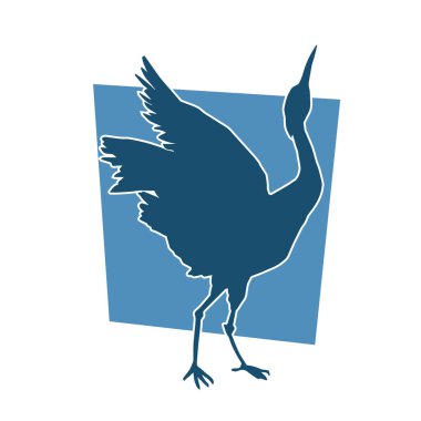 Beyaz arka planda izole edilmiş zarif pozdaki vinç kuşunun silueti.