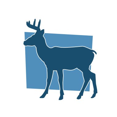 Güzel boynuzları olan vahşi bir geyik ormanının silueti.. 