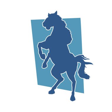 Arka ayaklarının üzerinde duran bir atın silueti. Ön bacakları kaldıran bir aygır silueti..