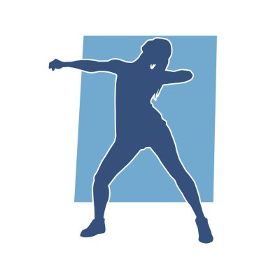 Aerobik hareket yapan bir kadının silüeti. Spor salonunun silueti spor yapıyor..