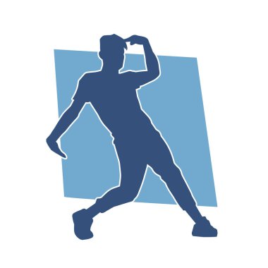 Poz veren bir erkek dansçının silueti. Dans eden bir adamın silueti.