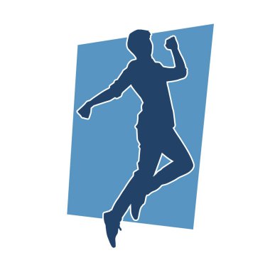 Poz veren bir erkek dansçının silueti. Dans eden bir adamın silueti.