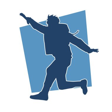 Poz veren bir erkek dansçının silueti. Dans eden bir adamın silueti.