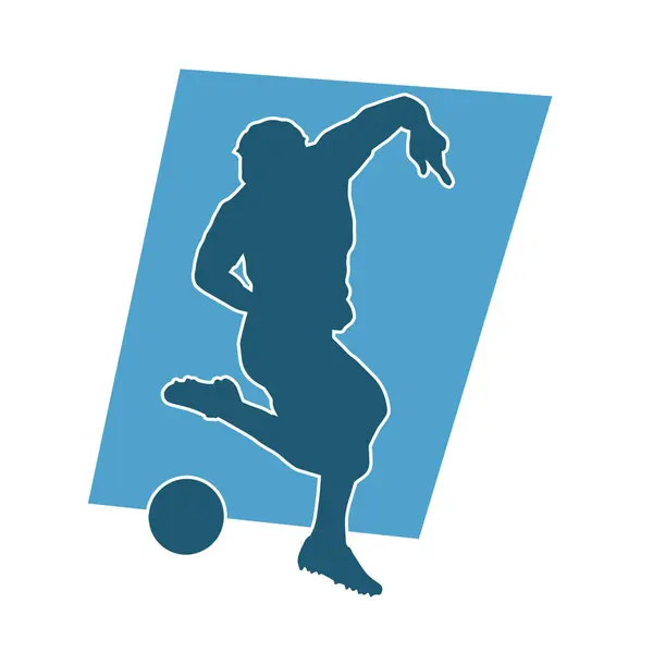 Silhouette Female Soccer Player Kicking Ball Silhouette Football Player ...