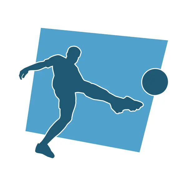 Silhouette Male Soccer Player Kicking Ball Silhouette Football Player ...