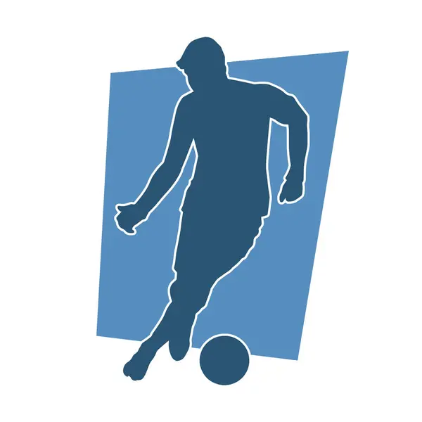 Silhouette Male Soccer Player Kicking Ball Silhouette Football Player ...