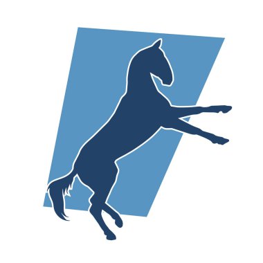 Arka ayaklarının üzerinde duran bir atın silueti. Ön bacakları kaldıran bir aygır silueti..