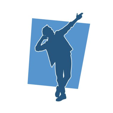 Poz veren bir erkek dansçının silueti. Dans eden bir adamın silueti.