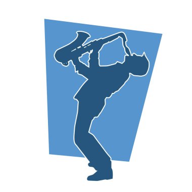 Saksafon çalan bir müzisyenin silueti.. 