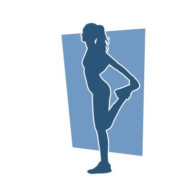 Zayıf kadın silueti egzersiz yapıyor. Spor yapan, spor yapan bir kadının silüeti.. 