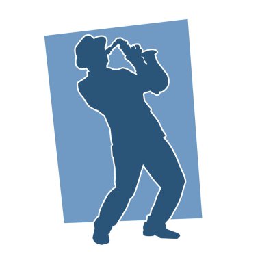 Saksafon çalan bir müzisyenin silueti.. 