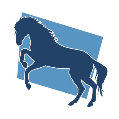 Arka ayaklarının üzerinde duran bir atın silueti. Ön bacakları kaldıran bir aygır silueti..