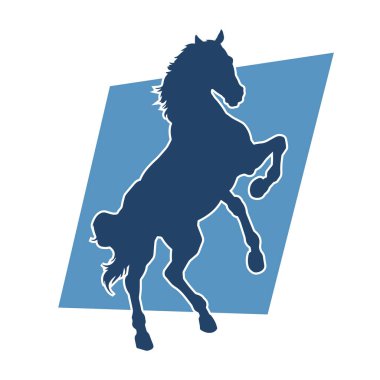 Arka ayaklarının üzerinde duran bir atın silueti. Ön bacakları kaldıran bir aygır silueti..