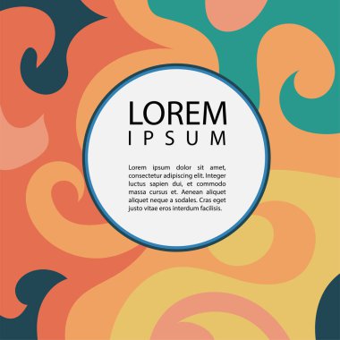 Girdap kıvrımlı kare arkaplan, dairesel kopyalama alanı ile dokuma süslemeleri.