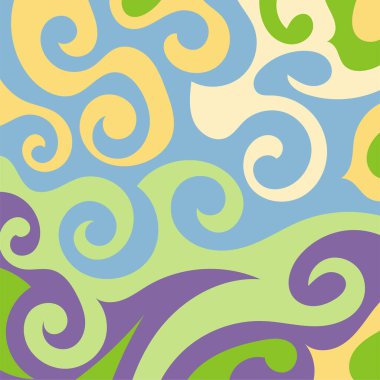 Girdap kıvrımlı doku süslemeleriyle soyut kare arkaplan.