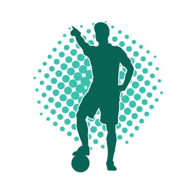 Sabit pozisyondaki bir erkek futbolcunun silueti. Hareket halindeki bir futbolcunun silueti.