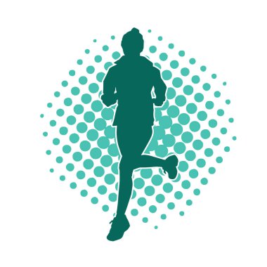 Koşan bir kadının silueti. Dişi bir koşunun silueti.