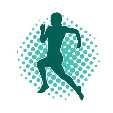 Koşan bir kadının silueti. Dişi bir koşunun silueti.