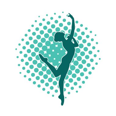 Hareketli bir kadın balerin silueti. Dans eden balerin kızın silueti..