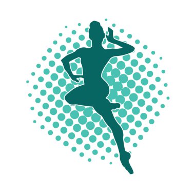 Hareketli bir kadın balerin silueti. Dans eden balerin kızın silueti..