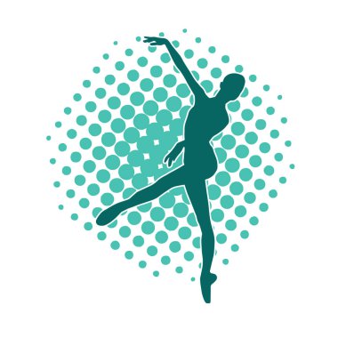 Hareketli bir kadın balerin silueti. Dans eden balerin kızın silueti..