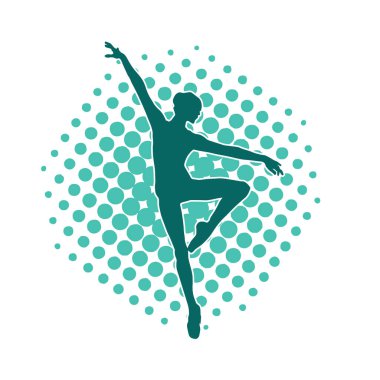 Hareketli bir kadın balerin silueti. Dans eden balerin kızın silueti..