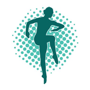 Hareketli bir kadın balerin silueti. Dans eden balerin kızın silueti..