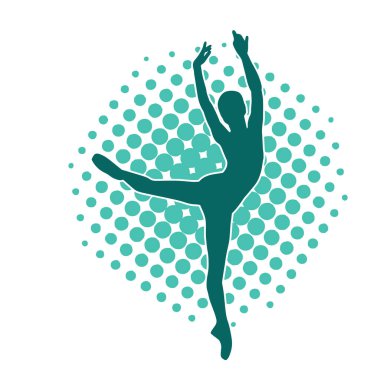 Hareketli bir kadın balerin silueti. Dans eden balerin kızın silueti..