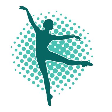 Hareketli bir kadın balerin silueti. Dans eden balerin kızın silueti..