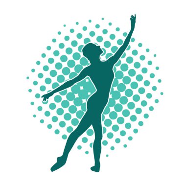 Hareketli bir kadın balerin silueti. Dans eden balerin kızın silueti..