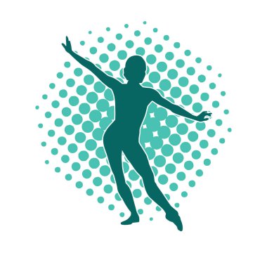 Hareketli bir kadın balerin silueti. Dans eden balerin kızın silueti..