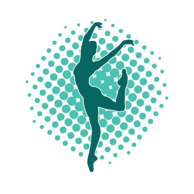 Hareketli bir kadın balerin silueti. Dans eden balerin kızın silueti..