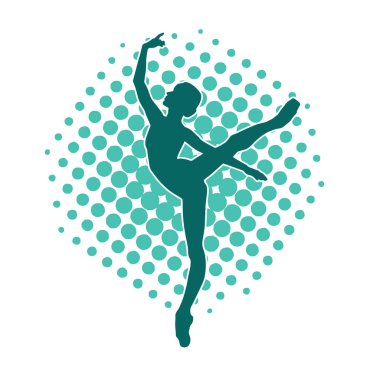 Hareketli bir kadın balerin silueti. Dans eden balerin kızın silueti..