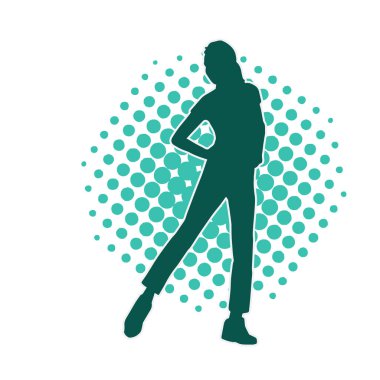 Dar kıyafetli genç, zayıf bir kadın modelin silueti. Dişi poziyonunda zayıf bir kadının silueti..