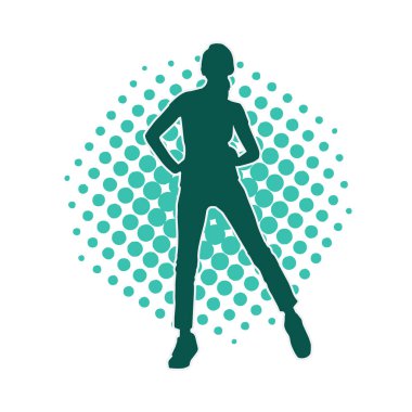 Dar kıyafetli genç, zayıf bir kadın modelin silueti. Dişi poziyonunda zayıf bir kadının silueti..