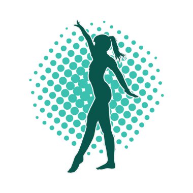 Hareketli bir kadın balerin silueti. Dans eden balerin kızın silueti..