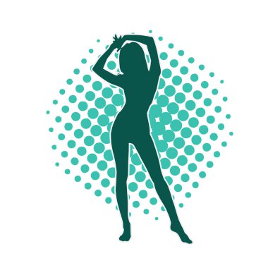 Dar kıyafetli genç, zayıf bir kadın modelin silueti. Dişi poziyonunda zayıf bir kadının silueti..