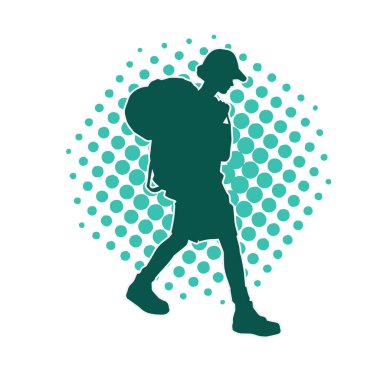 Sırt çantalı bir kadın gezginin silüeti.