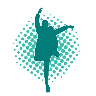 İnce bir kadın dans pozu silueti. Aerobik hareket eden bir kadının silueti..