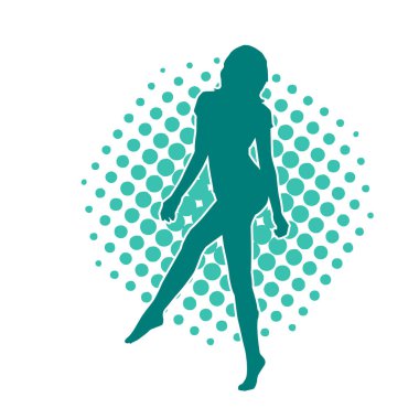 Hareketli bir kadın balerin silueti. Dans eden balerin kızın silueti..