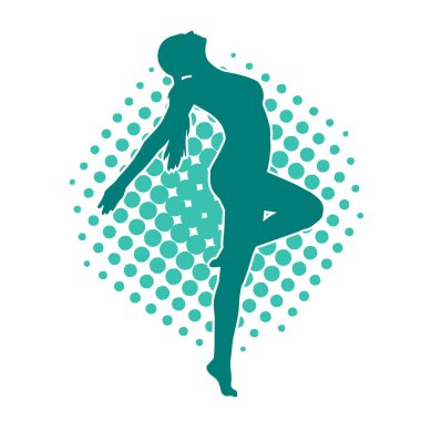 Hareketli bir kadın balerin silueti. Dans eden balerin kızın silueti..