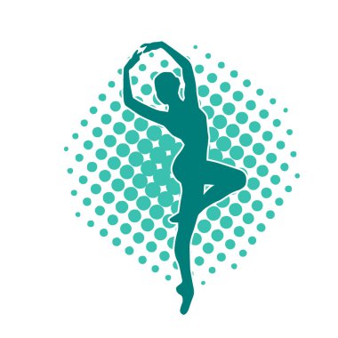 Hareketli bir kadın balerin silueti. Dans eden balerin kızın silueti..