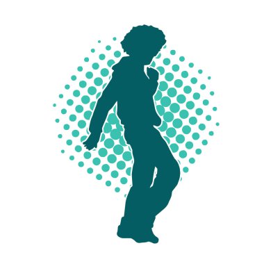 Sıska bir adamın dans pozunun silueti. Hareket halindeki bir erkek dansçının silueti.