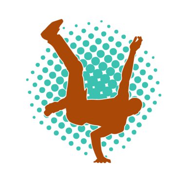 Poz veren bir erkek dansçının silueti. Dans eden bir adamın silueti.