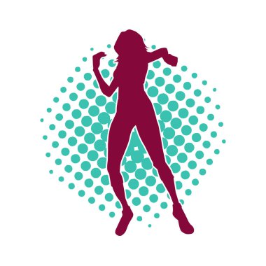 Dans eden sıradan bir kadın silueti. Dansçı bir kadının silueti..